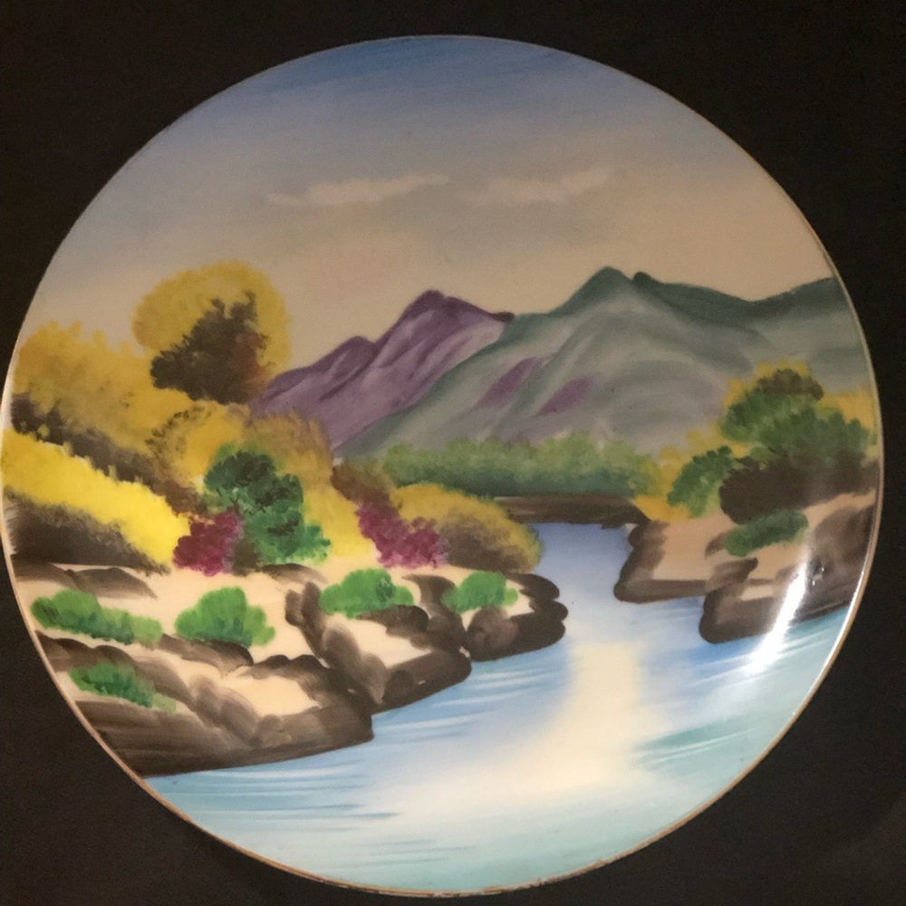Hand Paint Plate Oriental scenery Made in Japan
